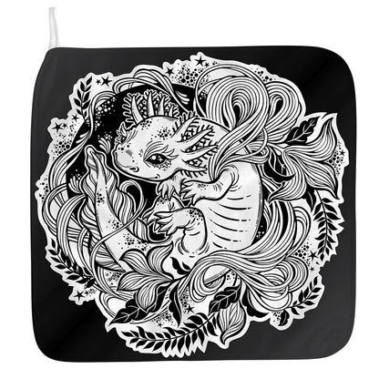 Black And White Axolotl Print Hand Towel