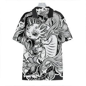 Black And White Axolotl Print Hawaiian Shirt