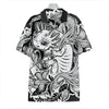 Black And White Axolotl Print Hawaiian Shirt