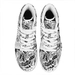 Black And White Axolotl Print High Top Leather Sneakers