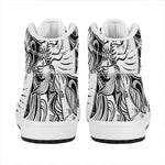 Black And White Axolotl Print High Top Leather Sneakers