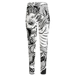 Black And White Axolotl Print High-Waisted Pocket Leggings