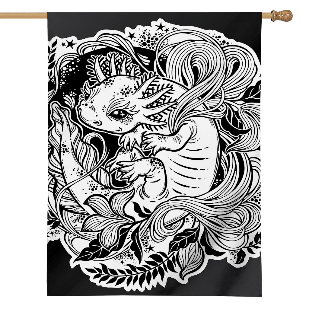 Black And White Axolotl Print House Flag