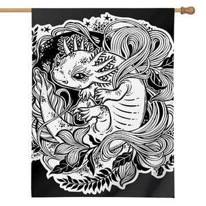 Black And White Axolotl Print House Flag