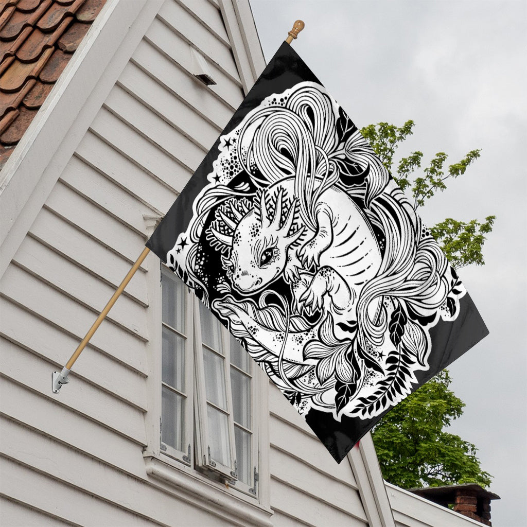 Black And White Axolotl Print House Flag