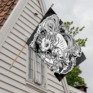 Black And White Axolotl Print House Flag