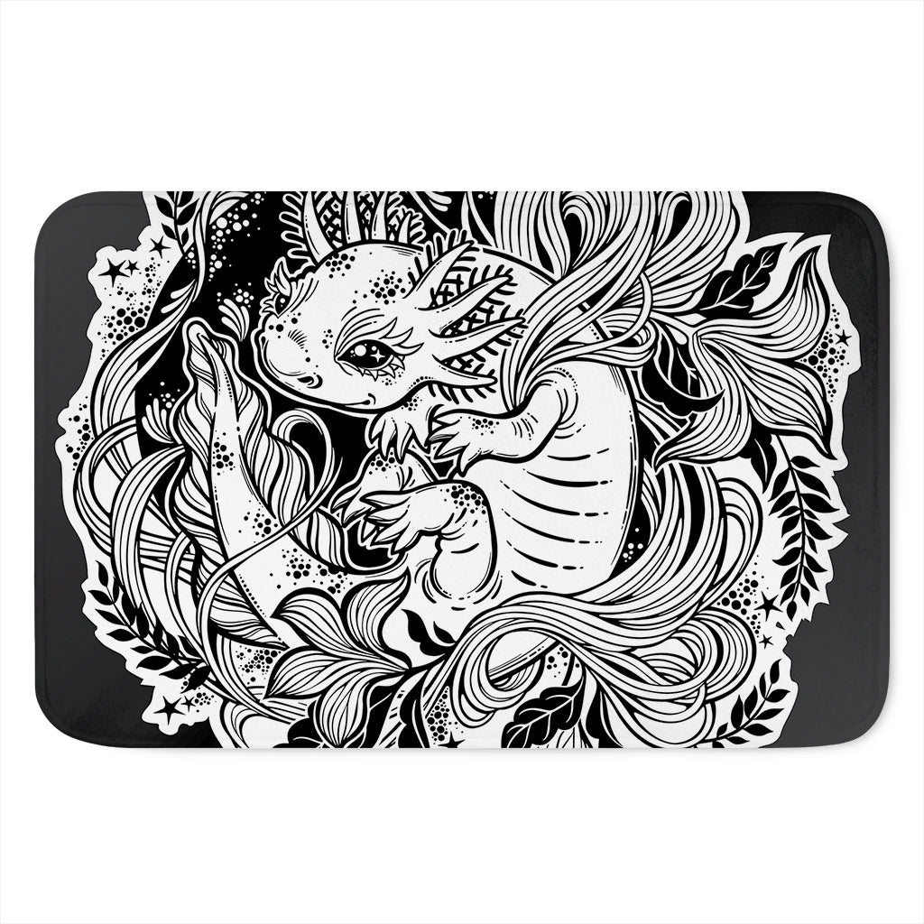 Black And White Axolotl Print Indoor Door Mat