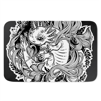 Black And White Axolotl Print Indoor Door Mat