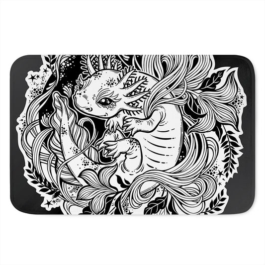 Black And White Axolotl Print Indoor Door Mat