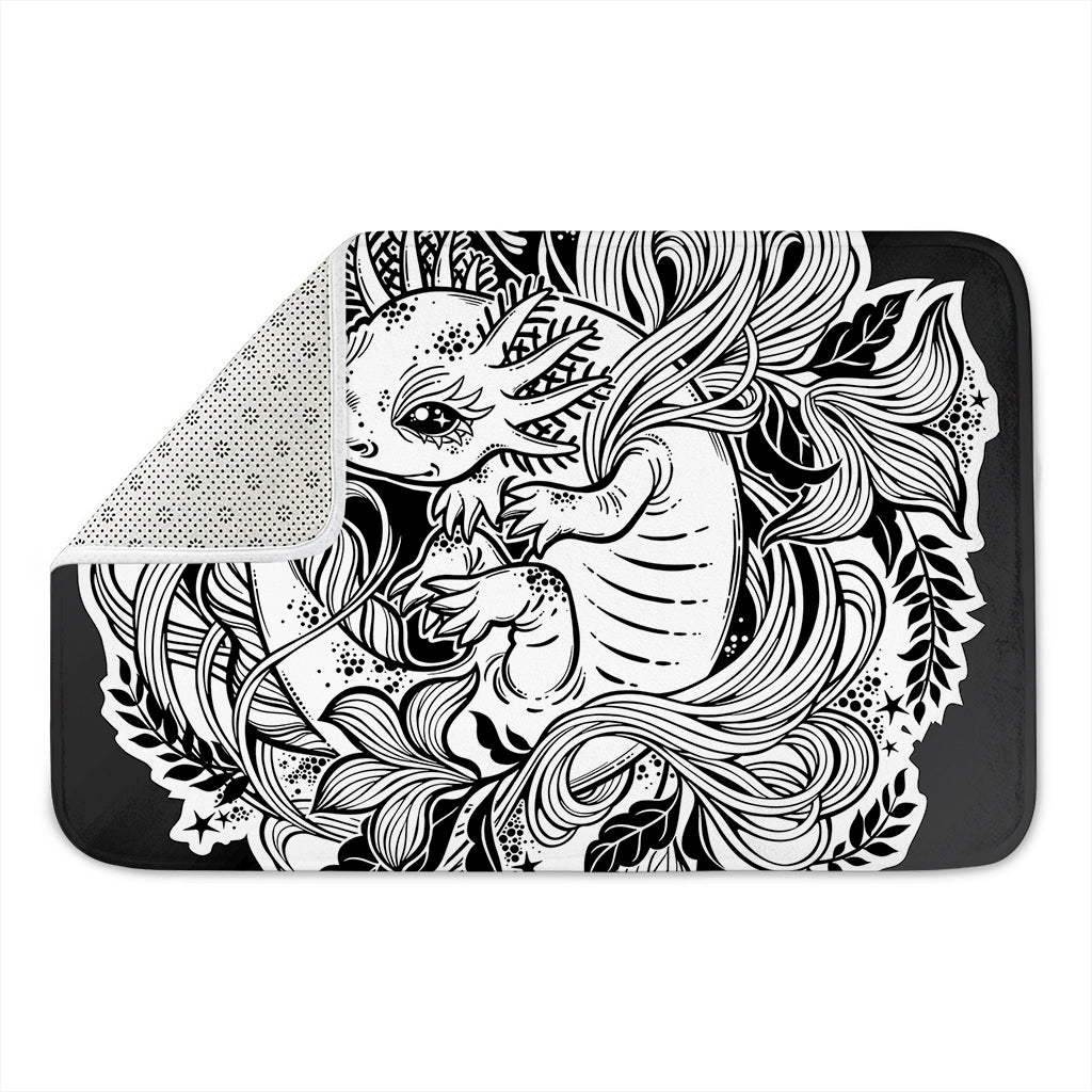 Black And White Axolotl Print Indoor Door Mat