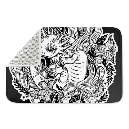 Black And White Axolotl Print Indoor Door Mat