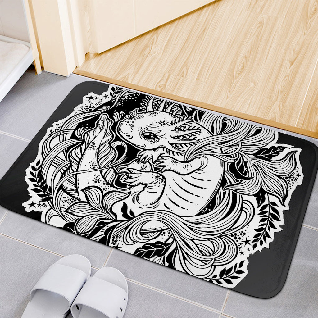 Black And White Axolotl Print Indoor Door Mat