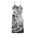 Black And White Axolotl Print Jersey Midi Cami Dress