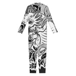 Black And White Axolotl Print Jumpsuit