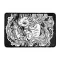 Black And White Axolotl Print Kitchen Mat