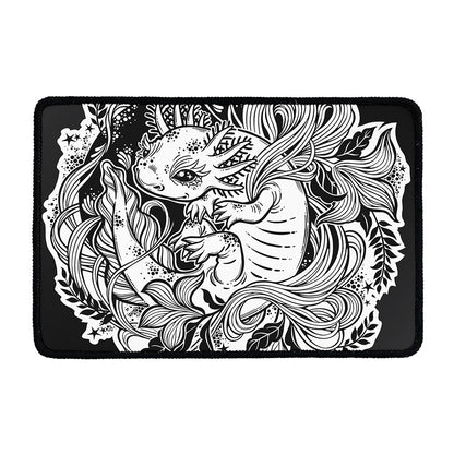 Black And White Axolotl Print Kitchen Mat