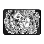 Black And White Axolotl Print Kitchen Mat