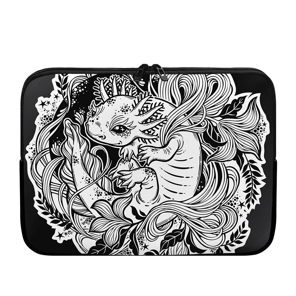Black And White Axolotl Print Laptop Sleeve