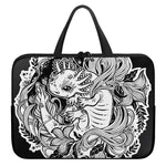 Black And White Axolotl Print Laptop Sleeve With Handle