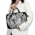Black And White Axolotl Print Laptop Sleeve With Handle