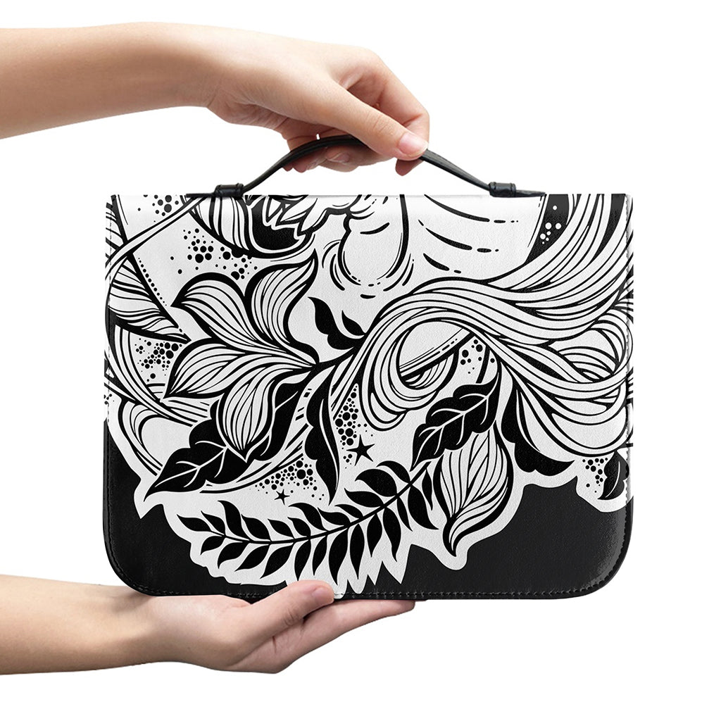 Black And White Axolotl Print Leather Bible Cover
