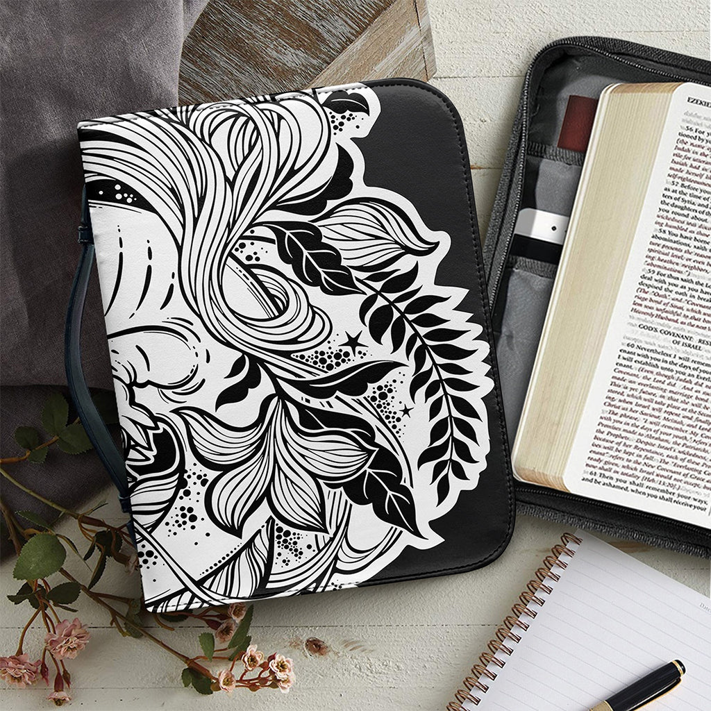 Black And White Axolotl Print Leather Bible Cover