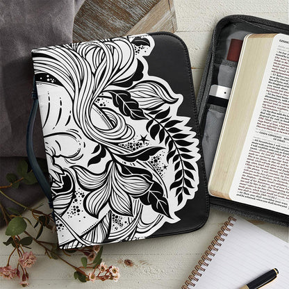 Black And White Axolotl Print Leather Bible Cover
