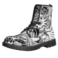Black And White Axolotl Print Lace-Up Boots