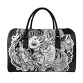 Black And White Axolotl Print Leather Duffel Bag