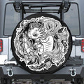 Black And White Axolotl Print Leather Spare Tire Cover