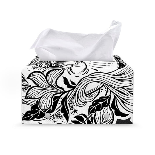Black And White Axolotl Print Leather Tissue Box Cover