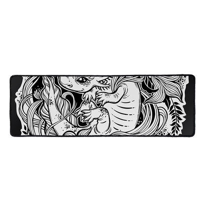 Black And White Axolotl Print Long Kitchen Mat
