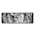Black And White Axolotl Print Long Kitchen Mat