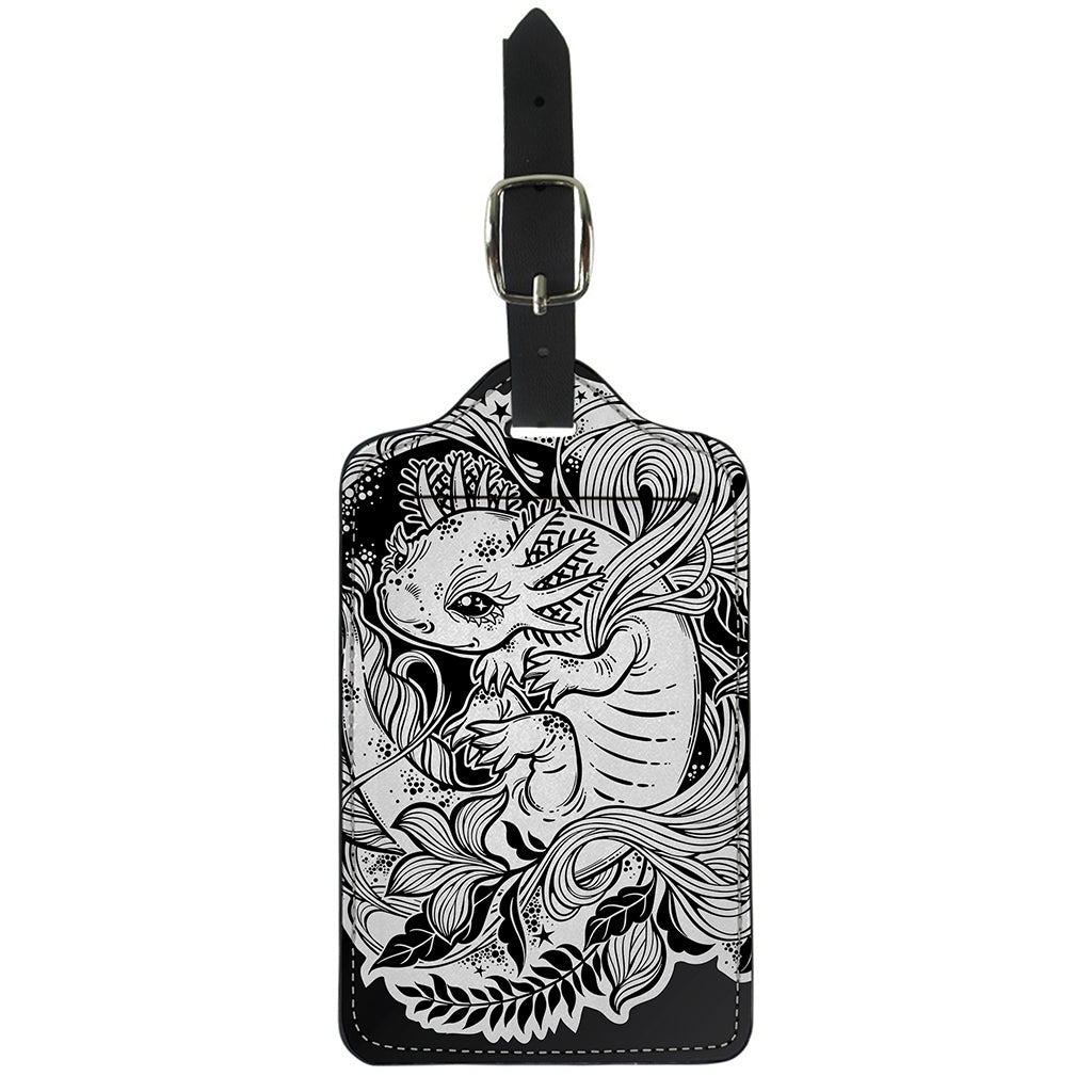 Black And White Axolotl Print Luggage Tag