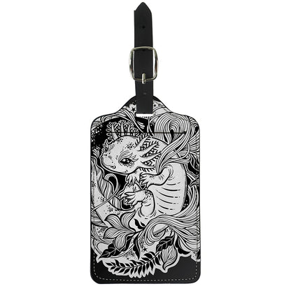 Black And White Axolotl Print Luggage Tag
