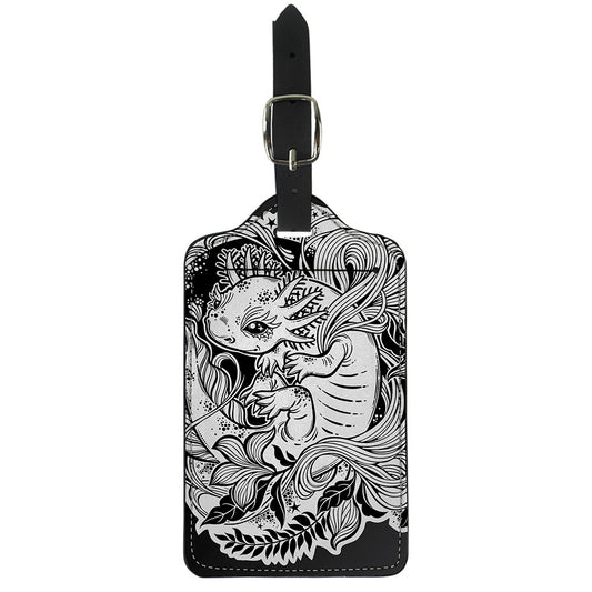 Black And White Axolotl Print Luggage Tag