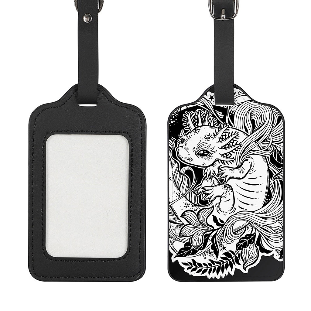 Black And White Axolotl Print Luggage Tag