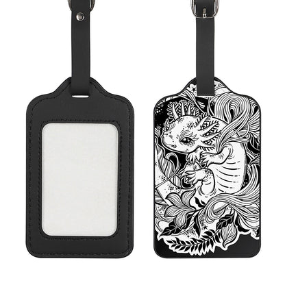 Black And White Axolotl Print Luggage Tag