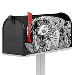 Black And White Axolotl Print Mailbox Cover