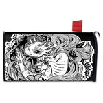Black And White Axolotl Print Mailbox Cover