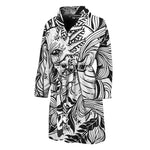 Black And White Axolotl Print Men's Bathrobe