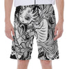 Black And White Axolotl Print Men's Beach Shorts