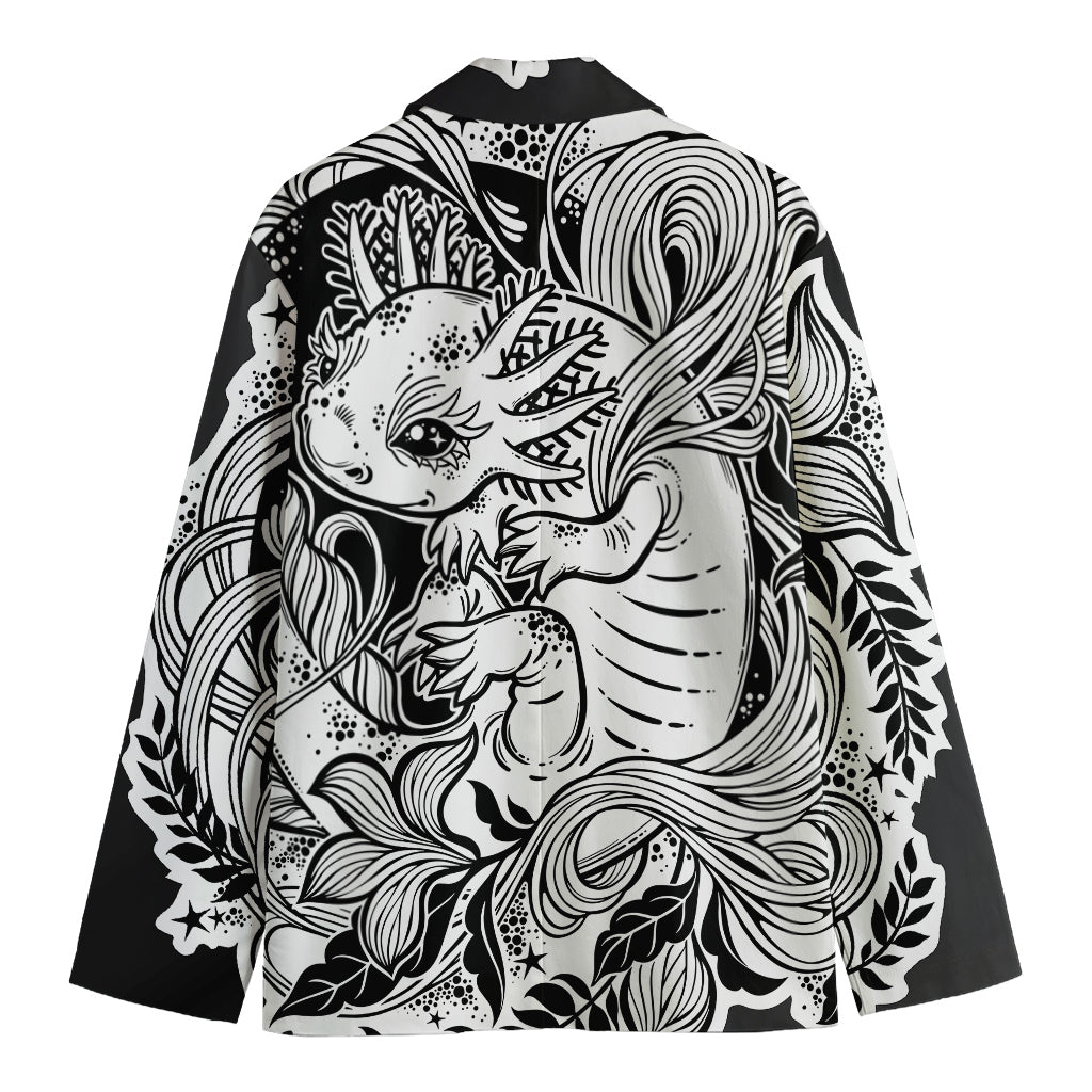 Black And White Axolotl Print Men's Blazer