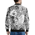 Black And White Axolotl Print Men's Bomber Jacket