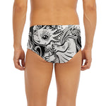 Black And White Axolotl Print Men's Briefs