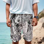 Black And White Axolotl Print Men's Cargo Shorts