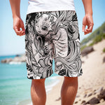 Black And White Axolotl Print Men's Cargo Shorts