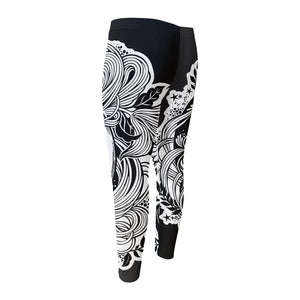 Black And White Axolotl Print Men's Compression Pants