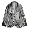 Black And White Axolotl Print Men's Cotton Blazer