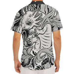 Black And White Axolotl Print Men's Deep V-Neck Shirt